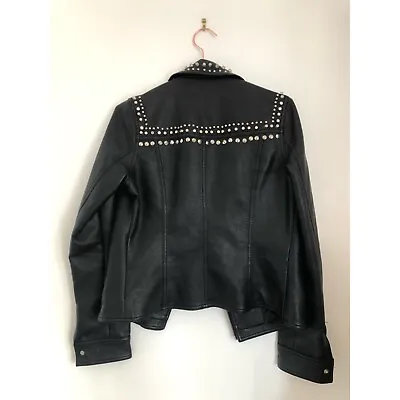 Buy Pretty Attitude Real Leather Studded Jacket Medium 10-12 Perfect Condition • 65£