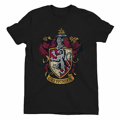 Buy Harry Potter Distressed Gryffindor Crest Men's Black T-Shirt • 18.99£