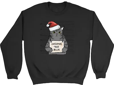 Buy Funny Xmas Cat Mug Shot Sweatshirt Mens Womens Christmas Tree Killer Gift Jumper • 15.99£