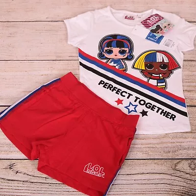 Buy BNWT Girl's Age 7 (6-7) Years LOL Red White Short Sleeved T Shirt & Shorts Set • 7.99£
