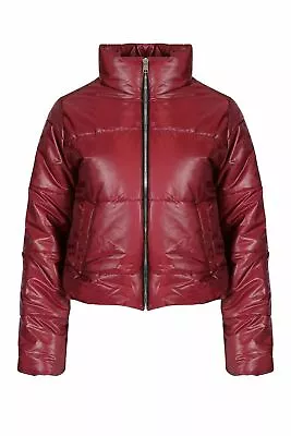 Buy Womens Wet Look Crop Padded Bubble Puffer Short Bomber Warm Winter Jacket Coats  • 15.90£