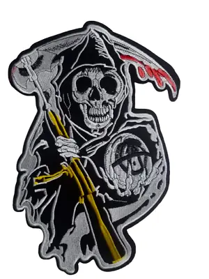 Buy Sons Of Anarchy Iron/Sew On Large Skeleton Skul Biker Jacket Patch 12X8.5  -P46B • 9.60£
