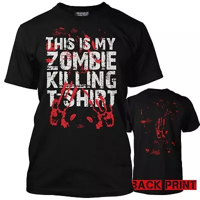 Buy Premium This Is My Zombie Killing T-Shirt Bloody Handprint Walking Mens DeadTee • 13.99£