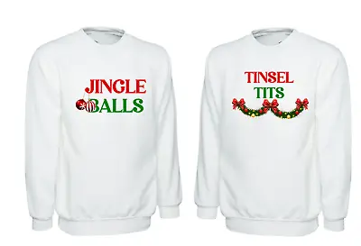 Buy Christmas Jumper Jingle Balls Tinsel Ti*s Couple Funny Xmas Sweatshirt Gift Top • 16.99£
