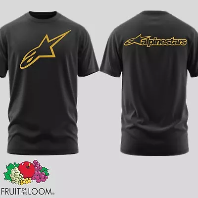 Buy Mens Alpinestars Gold Logo Print Motorbike T Shirt Moto Biker F1 Racing Shirt • 12.99£