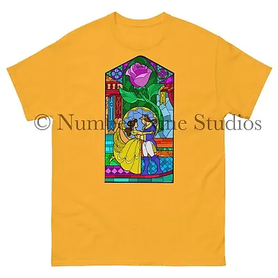 Buy Beauty And The Beast Stained Glass Window T-Shirt • 21.99£