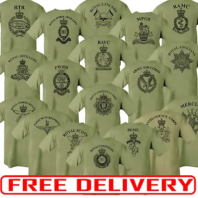 Buy Double Sided Printed Army Olive Green Tshirt HM RTR Para REME RGR RAMC RE PWRR  • 17£