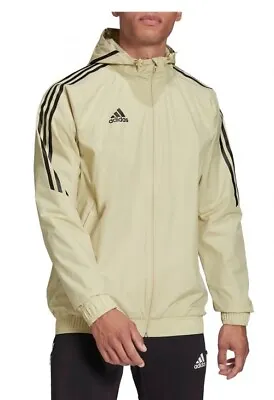 Buy Adidas Rain Jacket Men's Beige Hooded Waterproof HD2291 • 38.90£