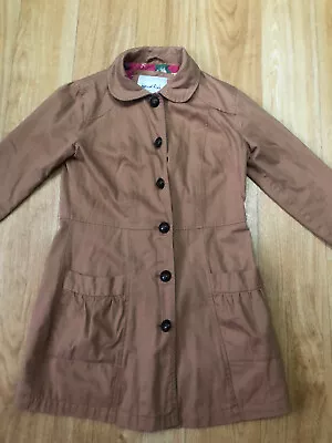 Buy Weird Fish Women’s Coat Jacket Size 8 Brown Cotton Buttons Winter Logo Pockets • 23.80£