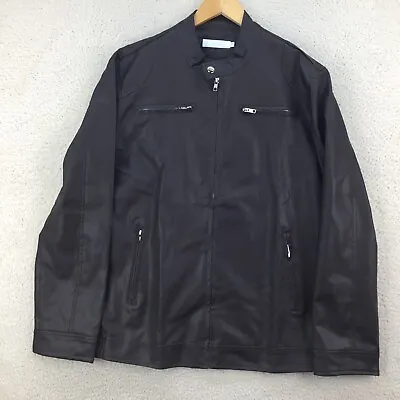 Buy Biker Men Brown Faux Leather Regular Fit Jacket Men Size UK 42R NEW • 27.99£