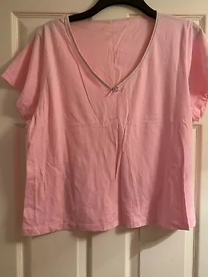 Buy BHS Pyjama Top/t Shirt 20-22 100% Cotton Pink+blue Trim-recorded Post • 4.65£