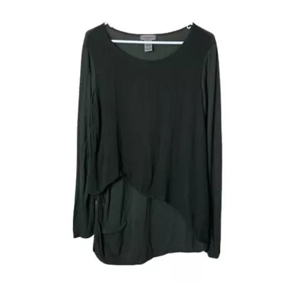 Buy XCVI Wearables Green Asymetrical Double Layer Long Sleeve Tunic Top Womens S • 18.90£