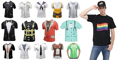 Buy Adults Men's Surgeon Doctor Captain All Printed T-shirts Fancy Dress Costume • 8.75£