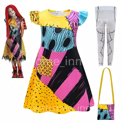 Buy Kids Girls Nightmare Before Christmas Sally Halloween Costume Party Fancy Dress • 12.82£