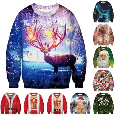 Buy Christmas 3D Mens Graphic Print Xmas Hoodie Sweatshirt Pullover Tops Jumper • 17.47£