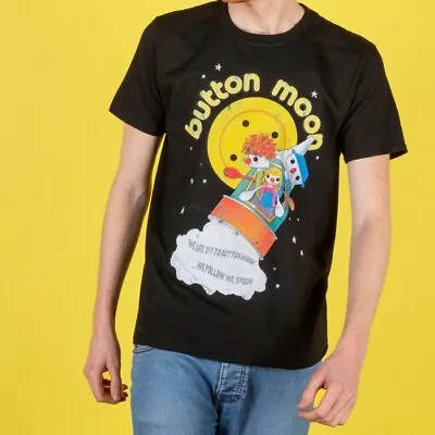 Buy Official Men's Retro Button Moon Black T-Shirt : M,L • 19.99£