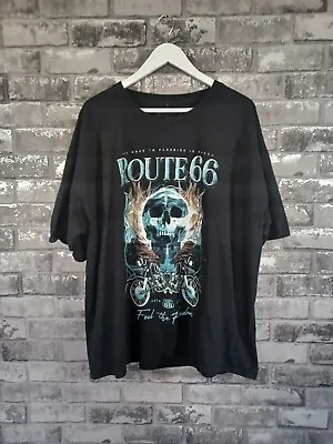 Buy Route 66 T Shirt 3XL Black Skull Motorbike Freedom Print Short Sleeves Mens • 15£