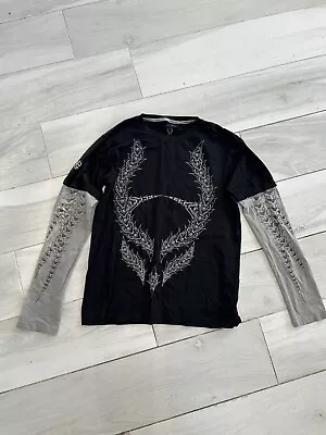 Buy Cyber Dog Long Sleeve Double Layered T-shirt Logo Grey And Black Large • 40£
