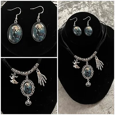 Buy Silver 925 Nightmare Before Christmas Necklace Earrings Jewellery Unique Gift • 16.95£