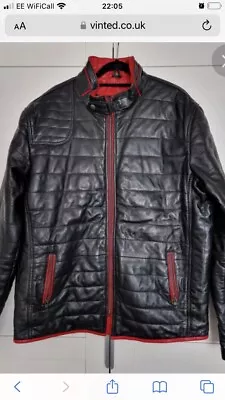 Buy New Condition Smart Range Leather Camilo Biker Jacket Black Quilted Red Trim 3xl • 70£