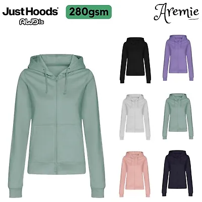 Buy AWDis Ladies Plain Full Zip Up Hoodie Sweatshirts | Womens Zipped Hooded Jumper • 25.99£