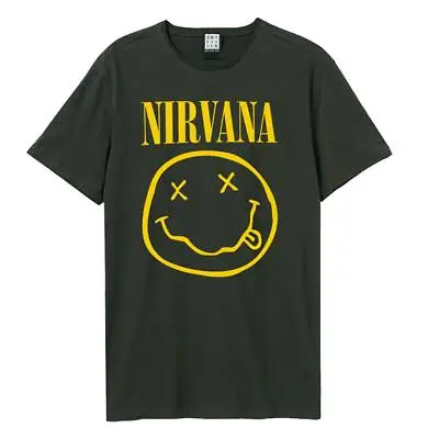 Buy Amplified Nirvana Smiley Unisex Charcoal Cotton T-Shirt • 22.95£