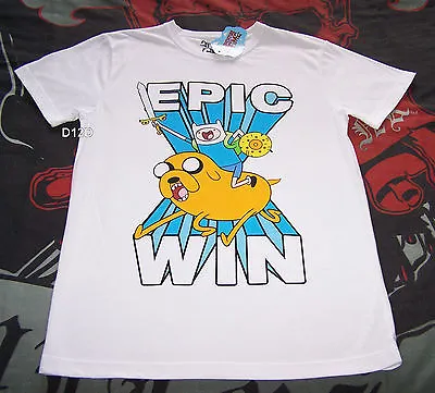 Buy Adventure Time Mens Epic Win White Printed T Shirt Size XXS New • 6.32£