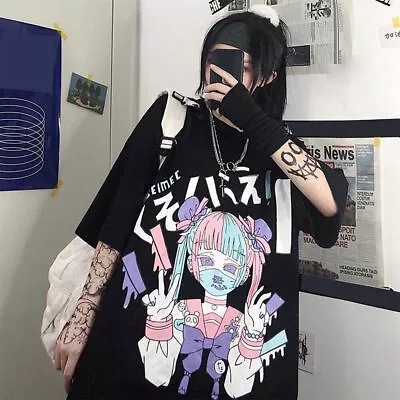 Buy Harajuku Kawaii Girl T-shirt Gothic Punk Japanese Streetwear Anime Casual Top • 7.32£