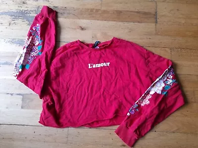 Buy L'amour Cropped Red Floral Top • 3.50£