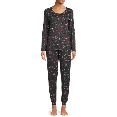 Buy Halloween Pajamas Womens Large 12-14 Set Long Sleeve Shirt Pant PJs Ghost Bat • 14.21£