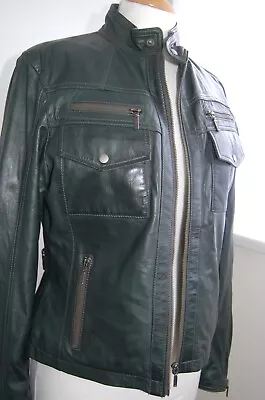 Buy Paul Costelloe Dark Green Leather Jacket Size 16 (fits Like 14) • 50£