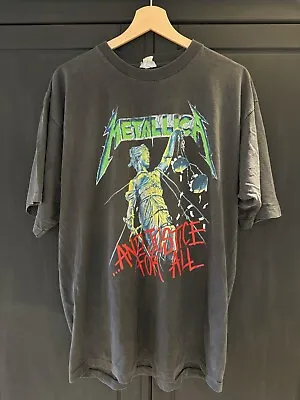 Buy VINTAGE Metallica And Justice For All T Shirt European Tour 1988 L / Rare Death • 89.99£