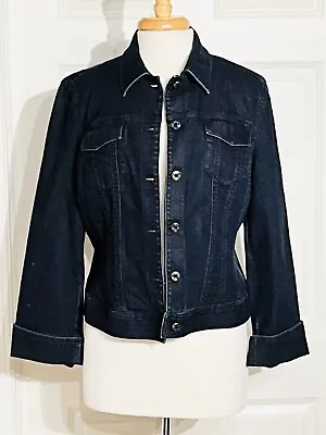 Buy Talbots Women’s Denim Trucker Jacket  Size 16 Color TrBlue Dark Wash • 26.51£