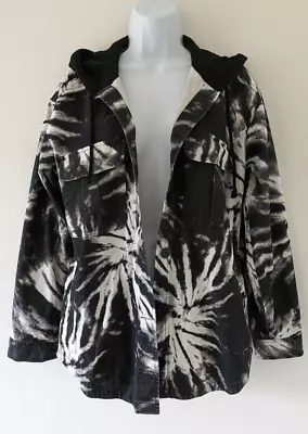 Buy Ladies H&M Tie Dye Oversized Button Down Hoodie Overshirt Jacket Size UK 10. • 5.95£