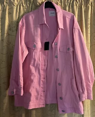 Buy BNWT Simply Be Oversized Boyfriend  Jacket Pink Denim 16 • 5£