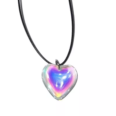 Buy Goth Black Rope Big Heart Pendant Choker Necklace For Women Elegant Jewelry • 5.11£