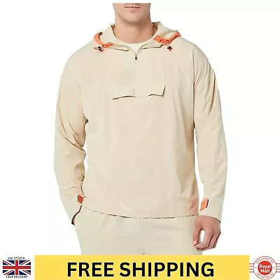 Buy Men's Pullover Jacket Size XXL Cream Lightweight Sports Hooded Windbreaker Coat • 19.95£