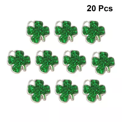 Buy 20 Green Shamrock Charms For St. Patrick's Day Jewelry Making • 6.19£