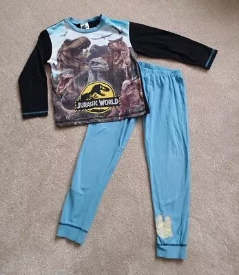 Buy Boys Long Sleeve Pyjamas Set 5-6 Years Jurassic World Design • 2.50£