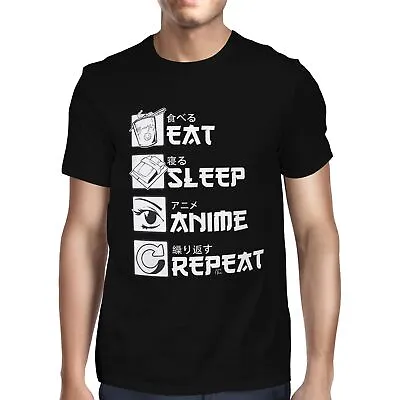 Buy 1Tee Mens Eat,Sleep,Anime, Repeat  T-Shirt • 7.99£