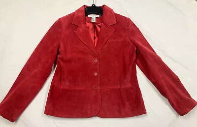 Buy Pursuits Ltd  Berry Red Genuine Suede Leather Jacket Pockets Women’s Size M • 14.17£