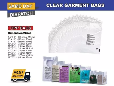 Buy Clear Garment Bags Cello Plastic Self Seal Packaging For  Clothing T-Shirts Etc • 71.86£