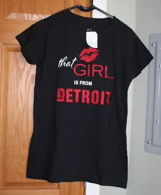 Buy That Girl Is From Detroit - Women's - Babydoll Tee T-Shirt - Black - New • 18.90£