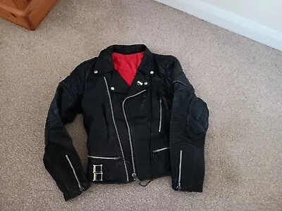 Buy Vintage Black Original Leather Biker Punk Jacket   Women Or Men  • 72£