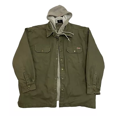 Buy Dickies Duck Shirt Jacket Quilt Lined Khaki Mens L Canvas Hooded Full Zip • 34.99£