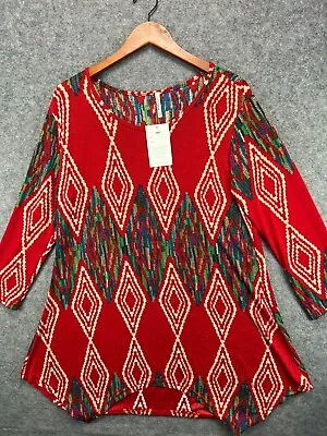 Buy NWT India Boutique Shift Dress Womens One Size Red Aztec Party Casual Ladies • 16.38£