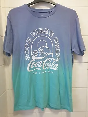 Buy Coke Coca-Cola Summer Good Vibes T Shirt Mens Green Purple Coca Cola Large 42  • 14.50£