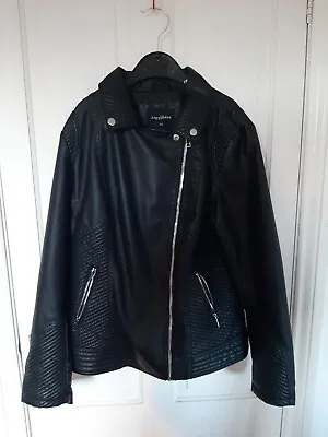Buy Women's Vegan Leather Biker Jacket King Of Fashion Size 2XL • 25£