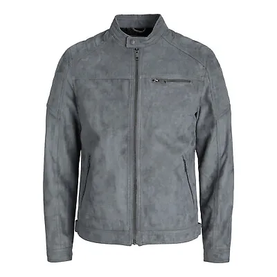 Buy Jack & Jones Mens Faux Leather Jacket Rocky Clasisc Biker Details Polyester Mix • 51.99£