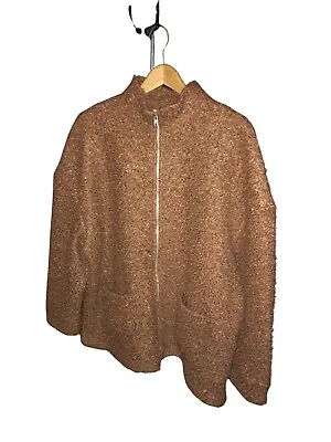 Buy Curly Brown Teddy Bear Fleeced Zip Up Jacket Size 18/20 Curvy Plus Size • 6.50£